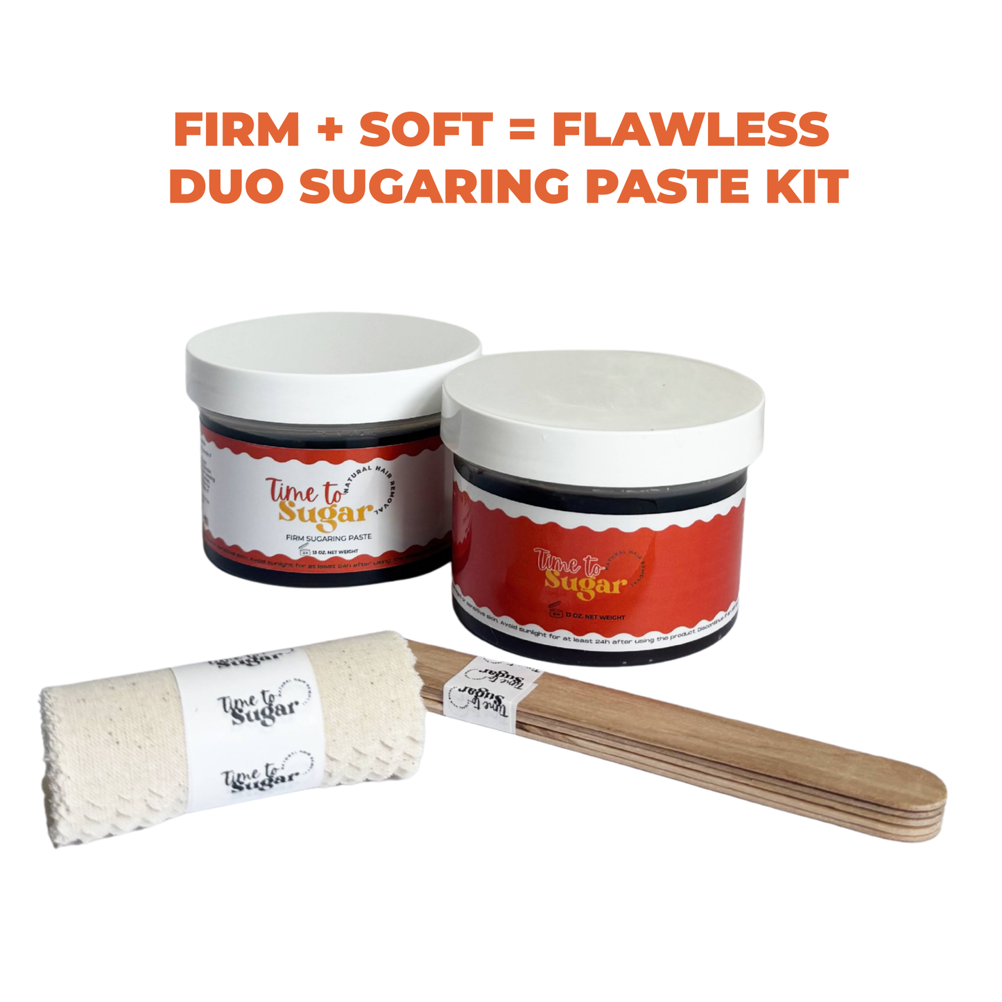 Duo Sugaring Kit | Firm + Soft Paste (26oz) with Strips & Accessories