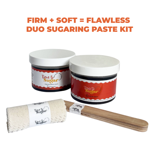 Duo Sugaring Kit | Firm + Soft Paste (26oz) with Strips & Accessories